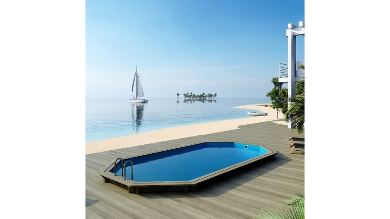 Piscine NEMO 7.3 x 3.97 - H.1.45 m, bleu pâle, cadre en métal - sans dalle