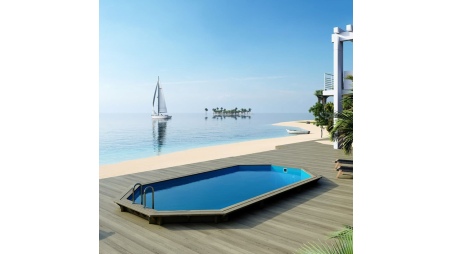 Piscine NEMO 7.3 x 3.97 - H.1.45 m, bleu pâle, cadre en métal - sans dalle