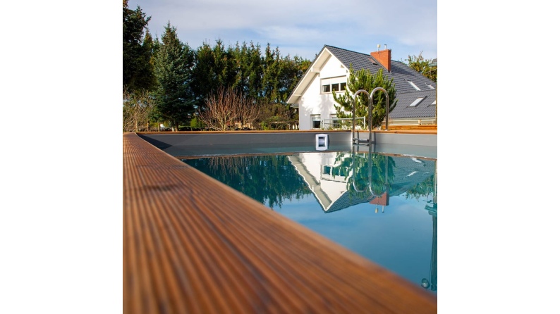 Piscine AQUA 6.1 x 2.85 - H.1.31 m, bleu pâle, fixations à visser