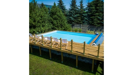 Piscine AQUA 8.5 x 4.35 - H.1.45 m, bleu pâle, cadre en métal - sans dalle