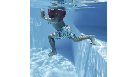 Piscine NEMO 4.3 x 3 - H.1.18 m avec plage, bleu pâle, fixations à sceller