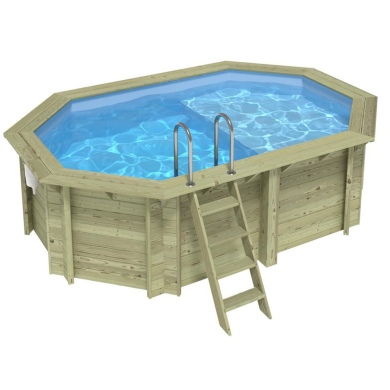 Piscine NEMO 4.3 x 3 - H.1.18 m avec plage, bleu pâle, fixations à visser