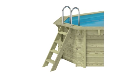 Piscine NEMO 4.3 x 3 - H.1.18 m avec plage, gris clair, cadre en métal - sans dalle