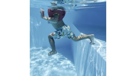 Piscine NEMO 4.3 x 3 - H.1.31 m avec plage, bleu pâle, fixations à sceller