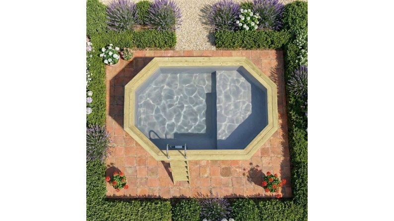 Piscine NEMO 4.3 x 3 - H.1.31 m avec plage, gris clair, fixations à sceller