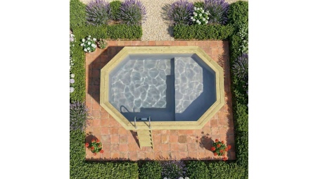 Piscine NEMO 4.3 x 3 - H.1.31 m avec plage, gris clair, fixations à sceller