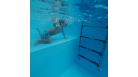 Piscine NEMO 7.3 x 3.97 - H.1.45 m avec plage, sable, fixations à sceller