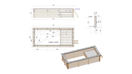 Piscine AQUA 6.1 x 2.85 - H.1.31 m avec plage, gris clair, cadre en métal - sans dalle