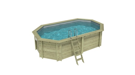 Piscine NEMO 5.79 x 3.49 - H.1.45 m, gris clair, cadre en métal - sans dalle