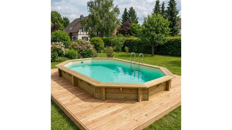 Piscine NEMO 7.3 x 3.97 - H.1.45 m, sable, cadre en métal - sans dalle