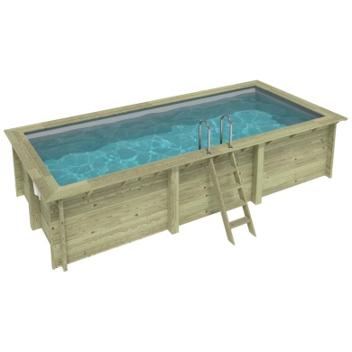 Piscine AQUA 6.1 x 2.85 - H.1.31 m, gris clair, cadre en métal - sans dalle