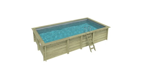 Piscine AQUA 7 x 3.75 - H.1.45 m, gris clair, cadre en métal - sans dalle