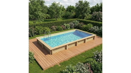 Piscine AQUA 7 x 3.75 - H.1.45 m, sable, cadre en métal - sans dalle