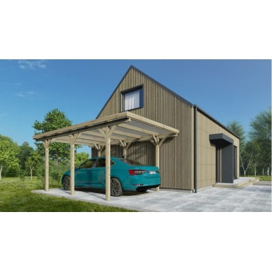 Carport, abri de voiture  3.04x5.12 m - 15.57 m2 - couverture PVC 