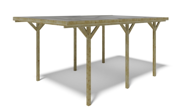 Carport, abri de voiture  3.04x5.12 m - 15.57 m2 - couverture PVC 