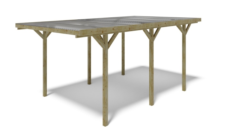 Carport, abri de voiture  3.04x5.12 m - 15.57 m2 - couverture PVC 