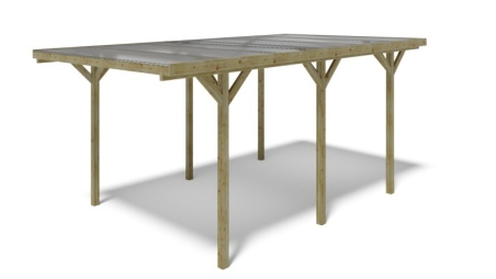 Carport, abri de voiture  3.04x5.12 m - 15.57 m2 - couverture PVC 