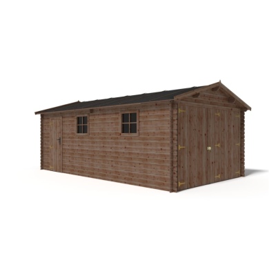 Garage en bois - 21m2 - 3.5x6m - imprégné - Ep. 28mm - couleur: marron