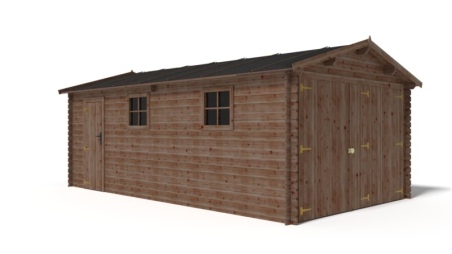 Garage en bois - 21m2 - 3.5x6m - imprégné - Ep. 28mm - couleur: marron