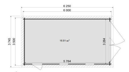 Garage en bois - 21m2 - 3.5x6m - imprégné - Ep. 28mm - couleur: marron