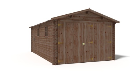 Garage en bois - 21m2 - 3.5x6m - imprégné - Ep. 28mm - couleur: marron
