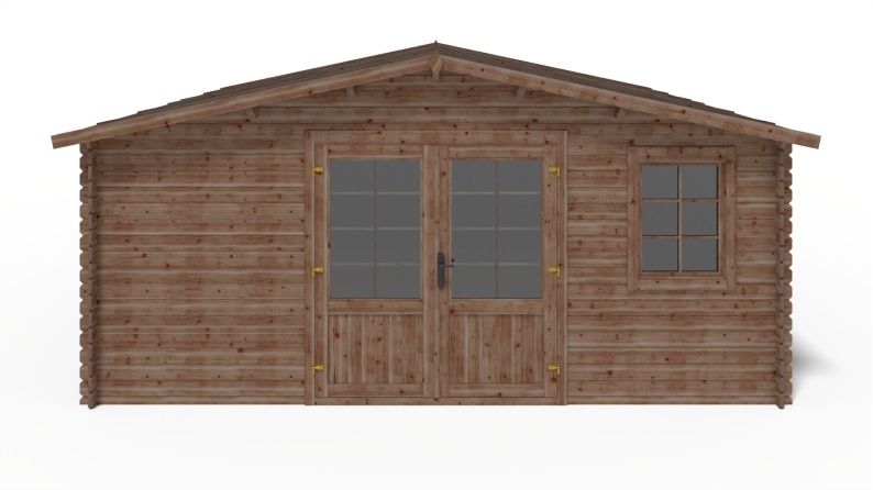 Abri de jardin en bois - 25m2 - 5x5m - Traité - Ep. 28mm - Couleur: marron