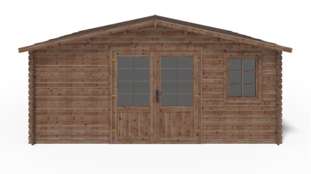 Abri de jardin en bois - 25m2 - 5x5m - Traité - Ep. 28mm - Couleur: marron