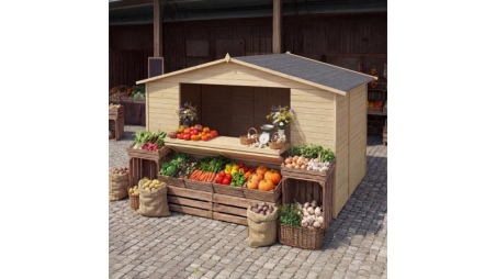 Kiosque/ stand de marché/ de vente 9.42 m2 - 3.11x3.03 m - 19 mm