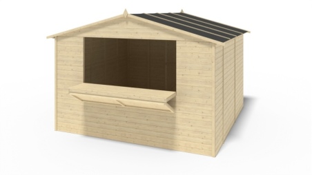 Kiosque/ stand de marché/ de vente 9.42 m2 - 3.11x3.03 m - 19 mm