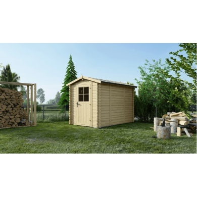 Abri de jardin en bois - 5.7m2 - 1.9x3m - Ep. 28mm - Couleur: naturel