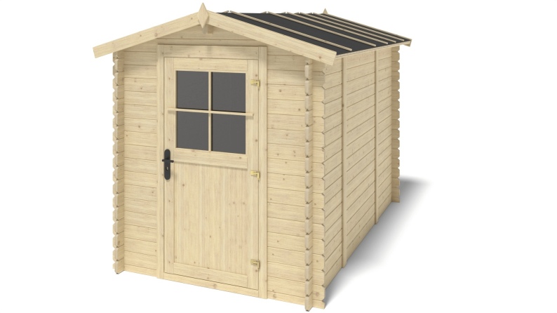 Abri de jardin en bois - 5.7m2 - 1.9x3m - Ep. 28mm - Couleur: naturel
