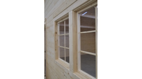 Abri de jardin en bois - 6x6 m + terrasse avec balustrade et avant-toit en bois - 54 m2