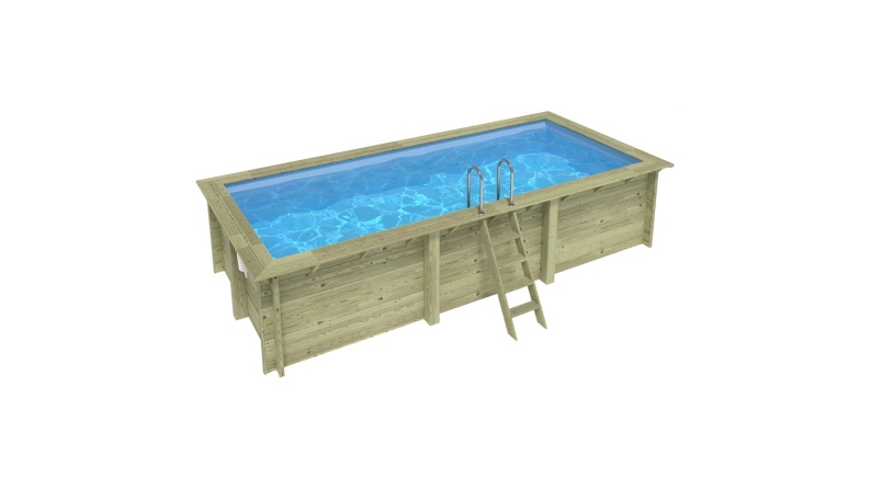 Piscine en bois AQUA 6.1 x 2.85 - H.1.31 m, bleu pâle, fixations à sceller