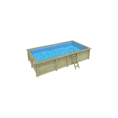 Piscine en bois AQUA 7 x 3.75 - H.1.45 m, bleu pâle, cadre en métal - sans dalle