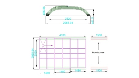 Abri de piscine Horizon - 4.33x2.52 m - polycarbonate massif 3 mm - pour piscine BAS7302. BAS7303