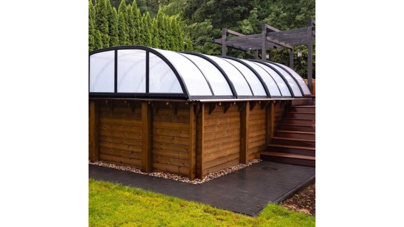 Abri de piscine Horizon - 4.33x2.52 m - polycarbonate alvéolaire 8 mm - pour piscine BAS7302. BAS7303