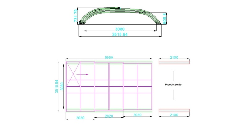 Abri de piscine Horizon - 5.95x3.08 m - polycarbonate alvéolaire 8 mm - pour piscine BAS7305