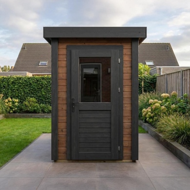 Abri de jardin en bois Mira 1.59x1.59m - 2.53m2 - Ep. 28mm - Traité