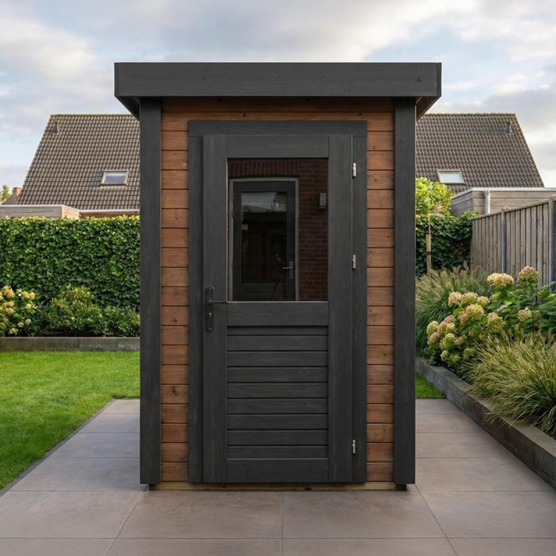 Abri de jardin en bois Mira 1.59x2.59m - 4.12m2 - Ep. 28mm - Traité