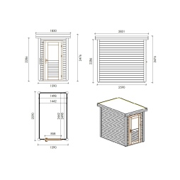 Abri de jardin en bois Mira 1.59x2.59m - 4.12m2 - Ep. 28mm - Traité
