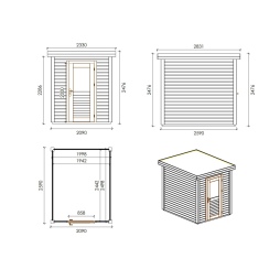 Abri de jardin en bois Vala 2.09x2.59m - 5.41m2 - Ep. 28mm - Traité