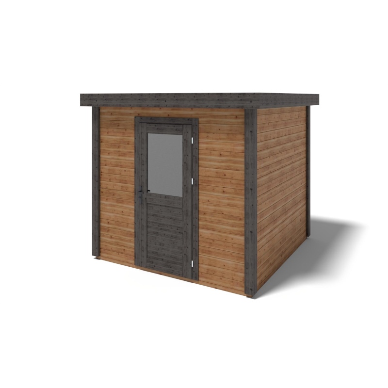Abri de jardin en bois Rava 2.59x2.59m - 6.71m2 - Ep. 28mm - Traité