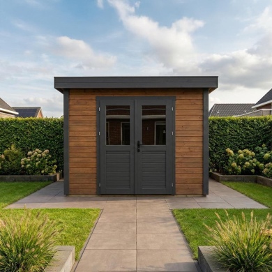 Abri de jardin en bois  3.09x2.59m - 8m2 - Ep. 28mm - Traité