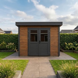 Abri de jardin en bois  3.09x2.59m - 8m2 - Ep. 28mm - Traité