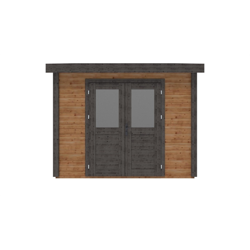 Abri de jardin en bois  3.09x3.09m - 9.55m2 - Ep. 28mm - Traité