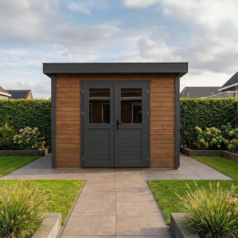 Abri de jardin en bois Aura 3.09x4.09m - 12.64m2 - Ep. 28mm - Traité