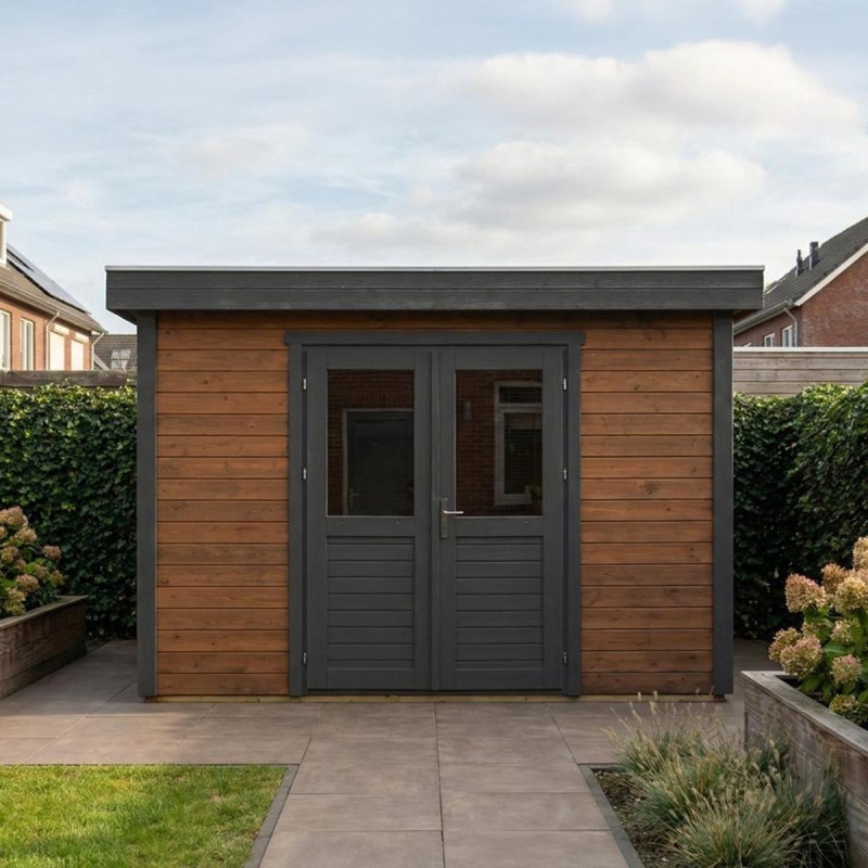 Abri de jardin en bois Freya 4.09x3.09m - 12.64m2 - Ep. 28mm - Traité