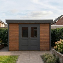 Abri de jardin en bois Freya 4.09x4.09m - 16.73m2 - Ep. 28mm - Traité