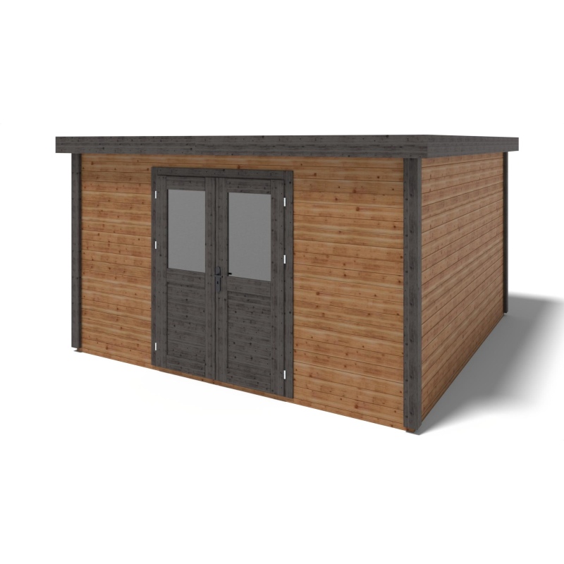 Abri de jardin en bois Freya 4.09x4.09m - 16.73m2 - Ep. 28mm - Traité