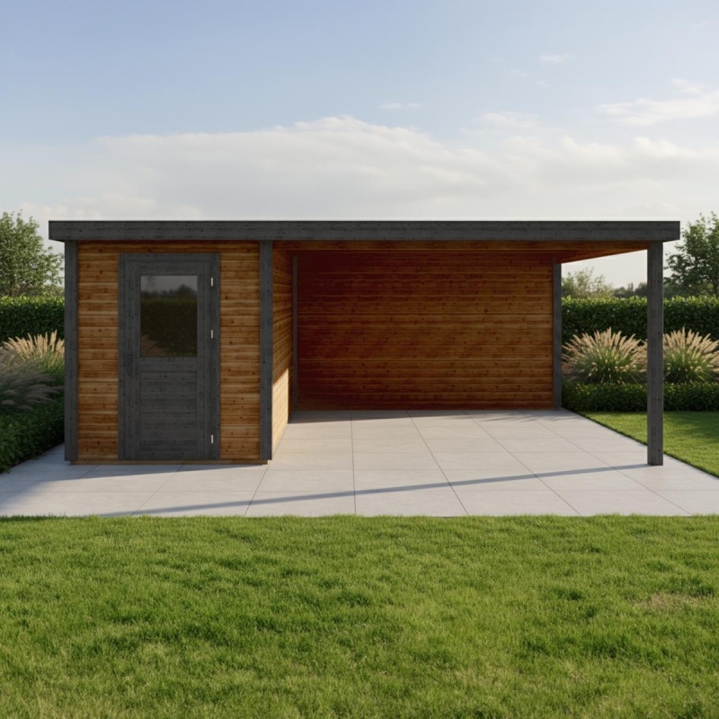 Abri de jardin en bois Vala 2.09x3.09m - 18.72m2 - Ep. 28mm - Traité